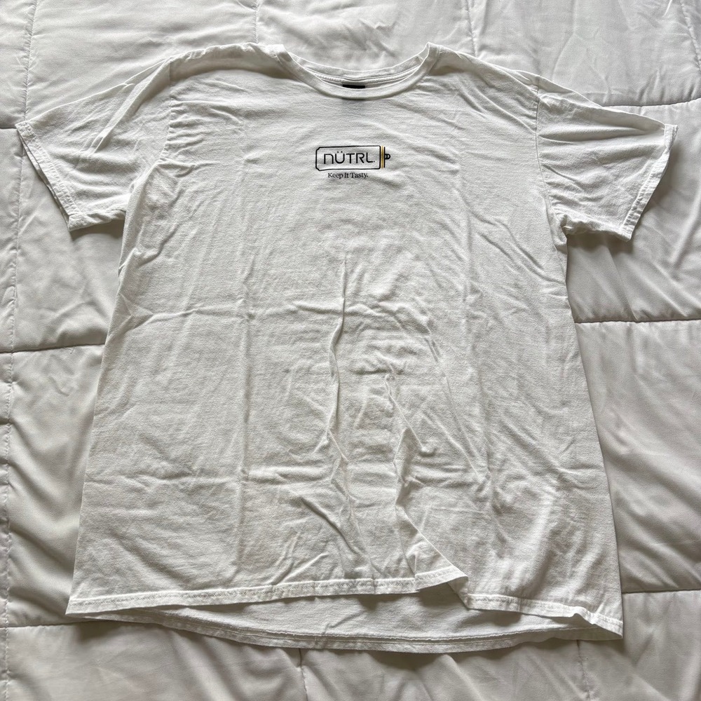 Hanes NUTRL Vodka Soda Keep It Tasty White Graphic T-Shirt XL US Grown Cotton